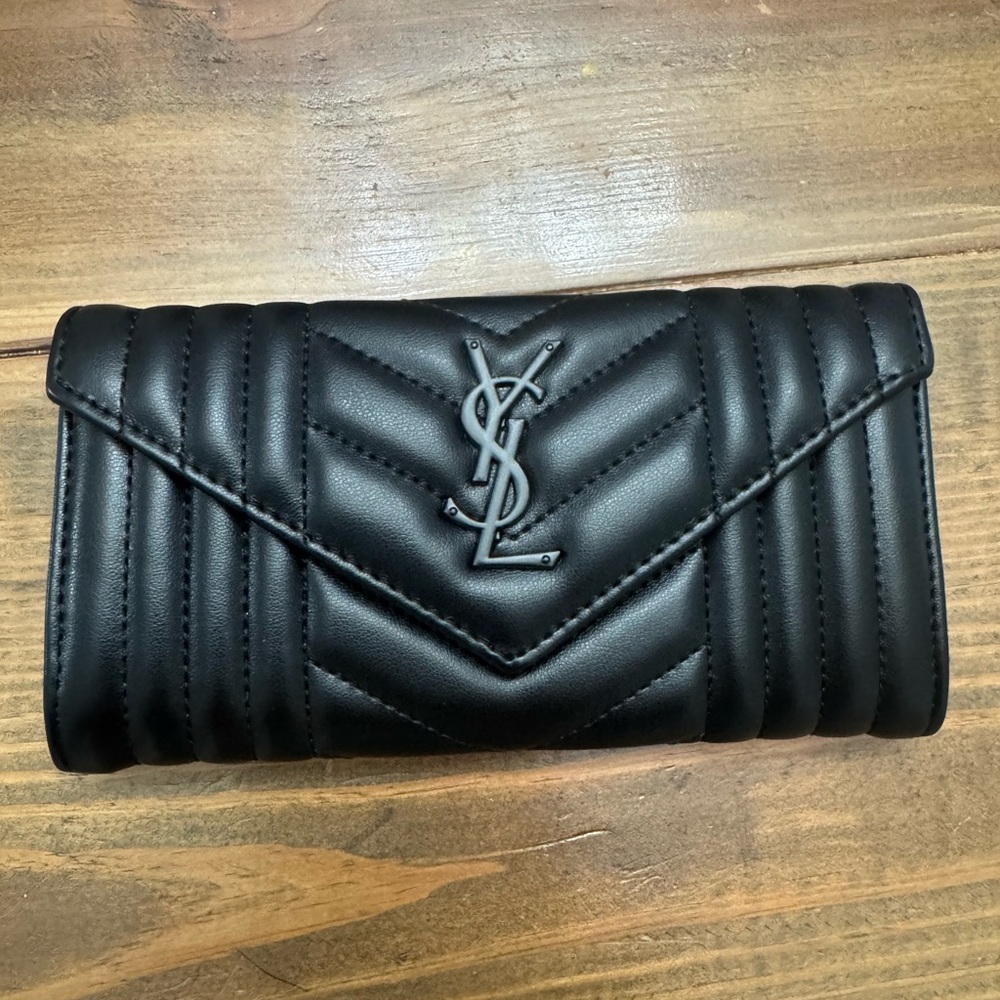 Quilted Leather Clutch with logo